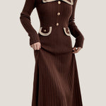 Elegant Temperament Slim-Fit Gold Thread Wheat Ear Trim Dress - liwisi