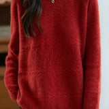 Casual Crew Neck Pullover Hollow-Out Raglan Long-Sleeve Sweater