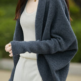 Casual Versatile Solid-Color Knitted Open-Front Shawl Coat