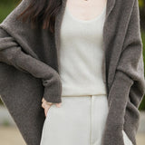 Casual Versatile Solid-Color Knitted Open-Front Shawl Coat