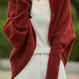 Casual Versatile Solid-Color Knitted Open-Front Shawl Coat