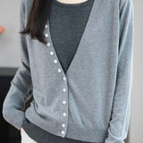 Casual Versatile Paneled Color-Block Fake Two-Piece Knitted Top