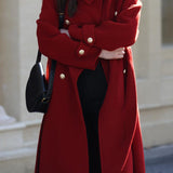Elegant Temperament Retro Double-Breasted Woolen Coat