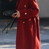 Elegant Temperament Retro Double-Breasted Woolen Coat