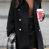 Elegant Temperament Retro Double-Breasted Woolen Coat