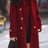 Elegant Temperament Retro Double-Breasted Woolen Coat