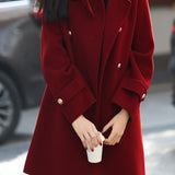 Elegant Temperament Retro Double-Breasted Woolen Coat