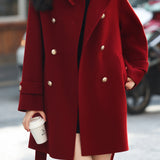Elegant Temperament Retro Double-Breasted Woolen Coat