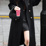 Elegant Temperament Retro Double-Breasted Woolen Coat