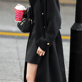 Elegant Temperament Retro Double-Breasted Woolen Coat