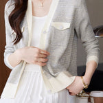 Elegant Temperament French-Style Paneled Knitted Cardigan - liwisi