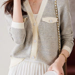 Elegant Temperament French-Style Paneled Knitted Cardigan - liwisi