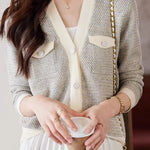 Elegant Temperament French-Style Paneled Knitted Cardigan - liwisi