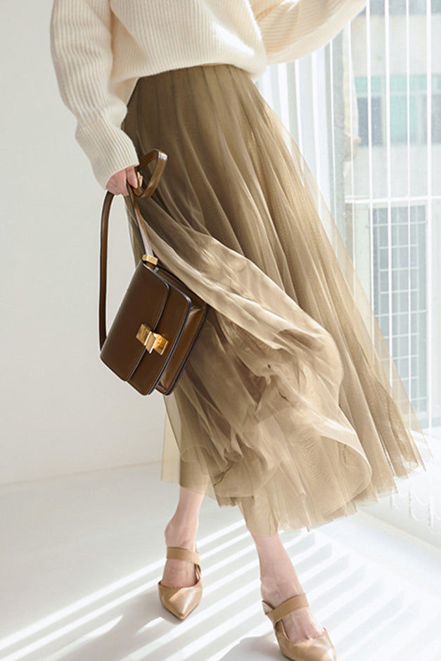 Casual Versatile Tulle A-Line Skirt - liwisi