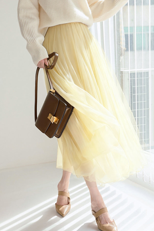 Casual Versatile Tulle A-Line Skirt - liwisi