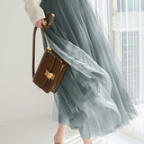 Casual Versatile Tulle A-Line Skirt - liwisi