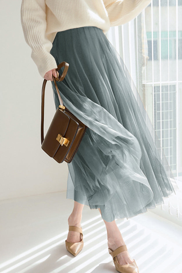 Casual Versatile Tulle A-Line Skirt - liwisi