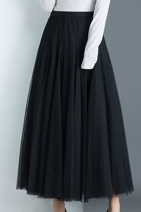 Casual Versatile Tulle A-Line Skirt - liwisi