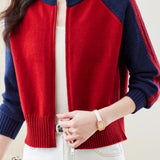 Casual Versatile Color-Block Knitted Coat - liwisi