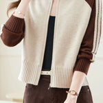 Casual Versatile Color-Block Knitted Coat - liwisi
