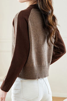 Casual Versatile Color-Block Knitted Coat - liwisi