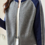 Casual Versatile Color-Block Knitted Coat - liwisi