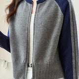 Casual Versatile Color-Block Knitted Coat - liwisi