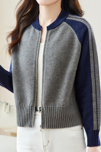 Casual Versatile Color-Block Knitted Coat - liwisi
