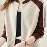 Casual Versatile Color-Block Knitted Coat - liwisi