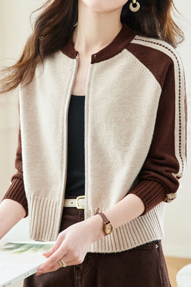Casual Versatile Color-Block Knitted Coat - liwisi