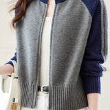Casual Versatile Color-Block Knitted Coat - liwisi