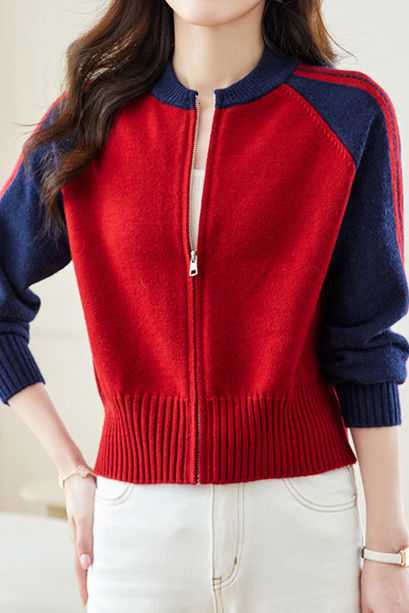 Casual Versatile Color-Block Knitted Coat - liwisi