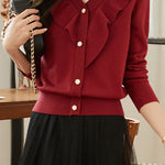 Casual Temperament V-Neck Long-Sleeve Knitted Cardigan - liwisi
