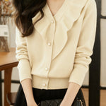 Casual Temperament V-Neck Long-Sleeve Knitted Cardigan - liwisi