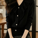 Casual Temperament V-Neck Long-Sleeve Knitted Cardigan - liwisi