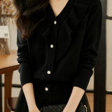 Casual Temperament V-Neck Long-Sleeve Knitted Cardigan - liwisi