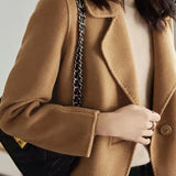 Casual Commuter Lapel Long-Sleeve Short Woolen Coat