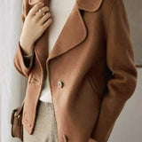Casual Commuter Lapel Long-Sleeve Short Woolen Coat