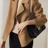 Casual Commuter Lapel Long-Sleeve Short Woolen Coat