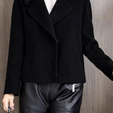Casual Commuter Lapel Long-Sleeve Short Woolen Coat