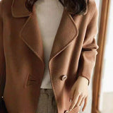 Casual Commuter Lapel Long-Sleeve Short Woolen Coat