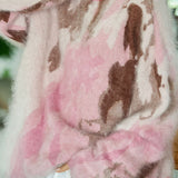 Casual Pullover Crew Neck Long-Sleeve Ink Jacquard Sweater