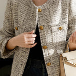 Elegant Temperament Retro Tweed Short Long-Sleeve Coat - liwisi