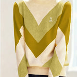Casual Versatile Color-Blocked Half-High Neck Long-Sleeve Sweater
