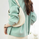 Casual Versatile Crew Neck Solid-Color Knitted Cardigan Coat - liwisi