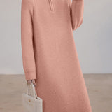 Casual Versatile Solid-Color Raglan Sleeve Knitted Dress