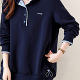 Casual Versatile Hooded Color-Block Long-Sleeve Sweatshirt
