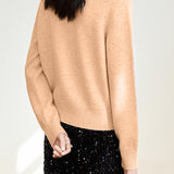 Casual Solid-Color V-Neck Bow-Knot Knitted Top