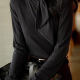 Casual Versatile Solid-Color Collared Knitted Top