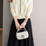Casual Versatile Color-Block Knitted Cardigan A-Line Skirt 2-Piece Set